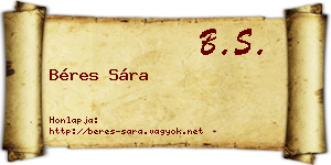 Béres Sára névjegykártya
